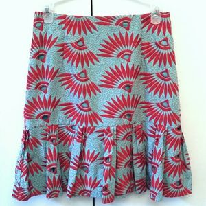 Aqua & Red Fan Skirt